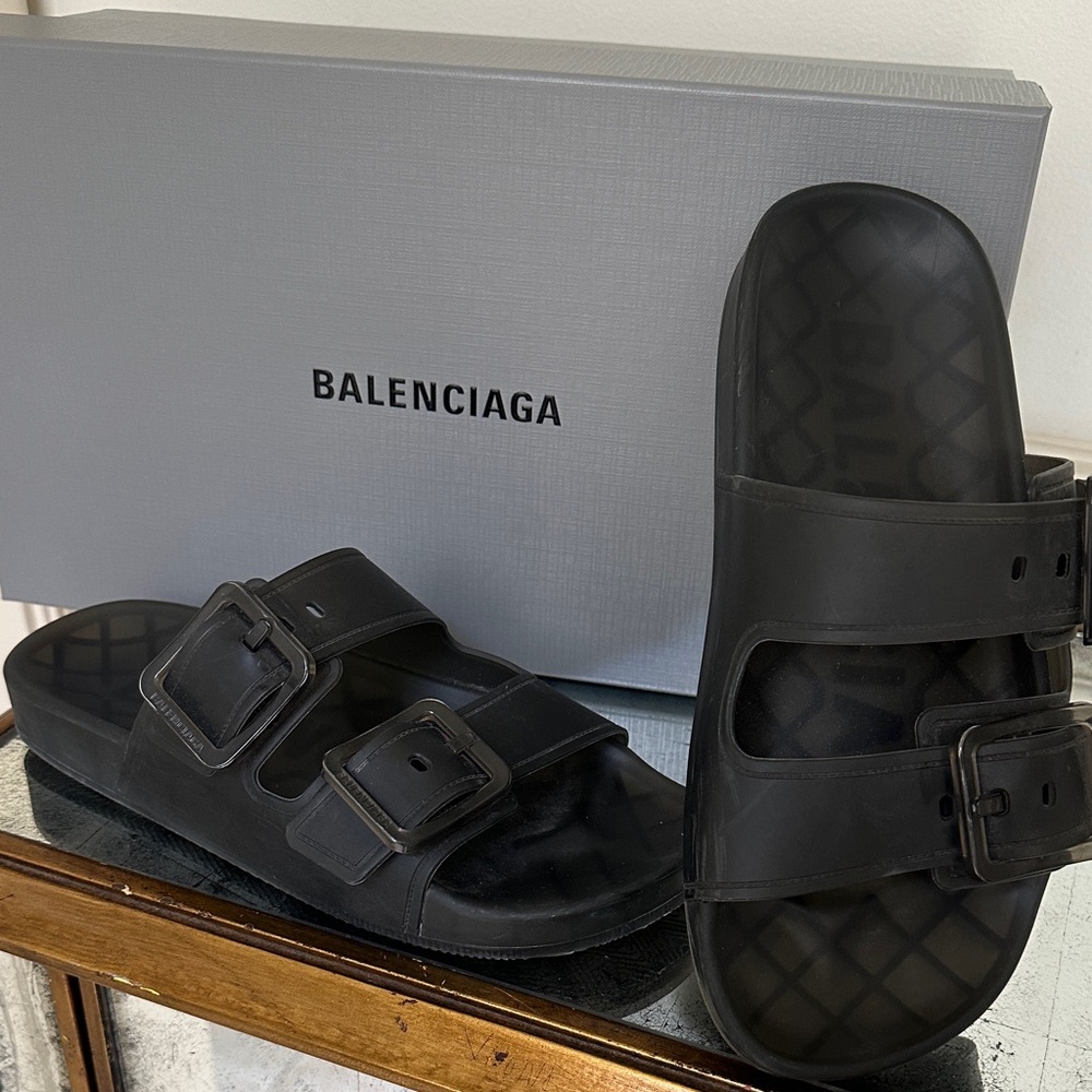 Balenciaga women Dark Gray Buckle Sandals